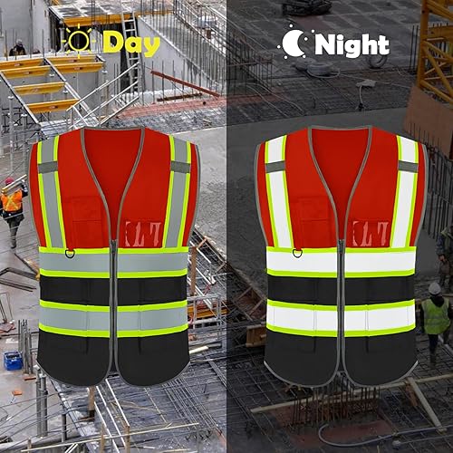 Miniatura 4 de BeautyWill Chaleco de seguridad con logotipo personalizado Class2 Chaleco reflectante de alta visibilidad con bolsillos y cremallera chaleco de