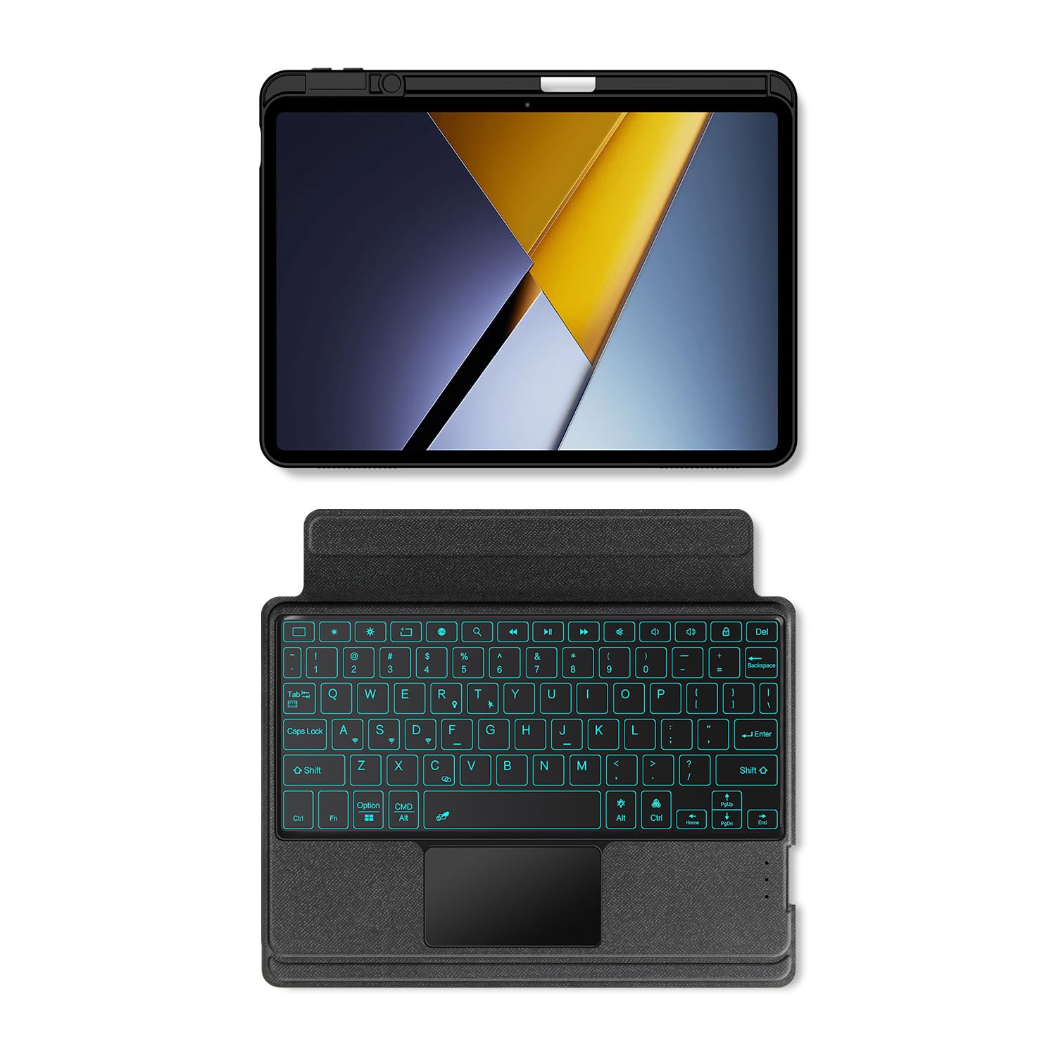 Etui na klawiaturę, kompatybilne z Xiaomi Poco Pad X1 28.4 cm (2025), podświetlane, odłączane, bezprzewodowe, Bluetooth, pokrowiec ze skóry PU, kompatybilne z Xiaomi Poco Pad X1 28.4 cm (kolor czarny)