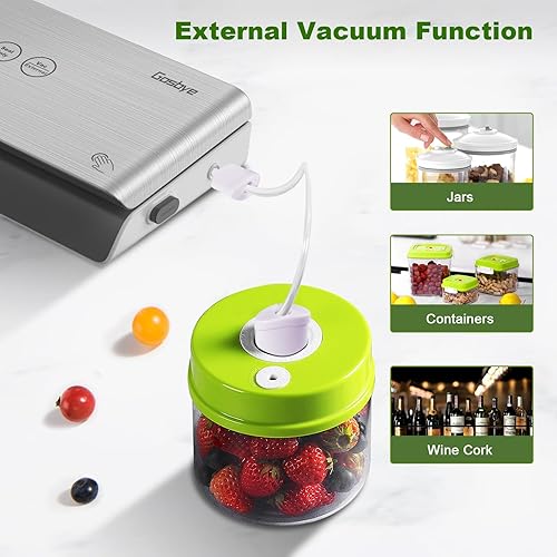 Miniatura 6 de Máquina selladora al vacío de 2 bombas, 2 veces potencia de succión Sellador de alimentos para alimentos secos y húmedos, Sous Vide, 44 bolsas