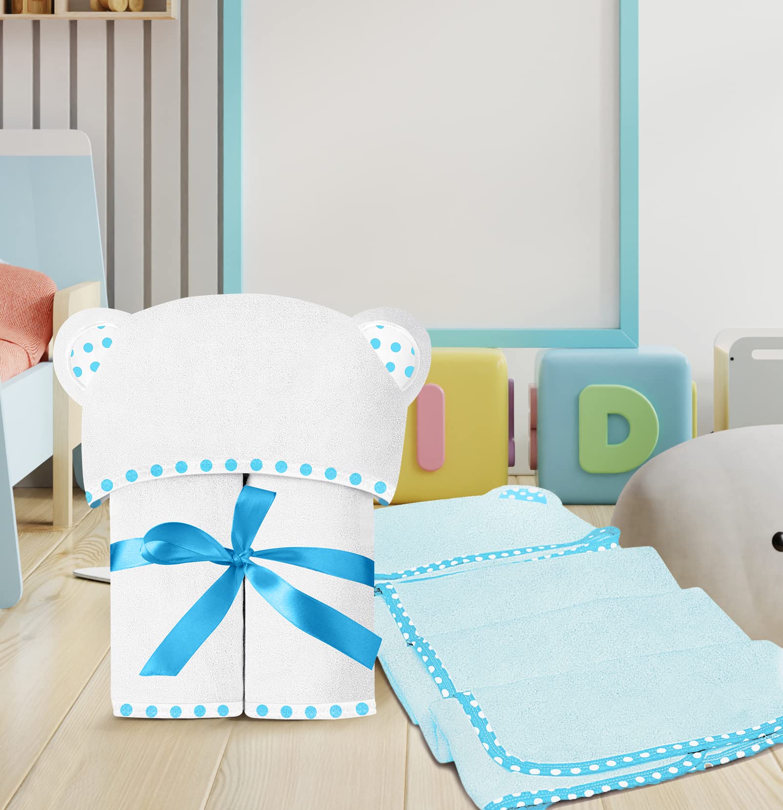 Hikyskin Set of 2 Bamboo Hooded Baby Towels – 75 x 75 cm – 30 x 30 Inch – Luxurious, Large and Super Absorbent – Soft and Suitable for Infants, Toddlers and Kids – 400 gsm