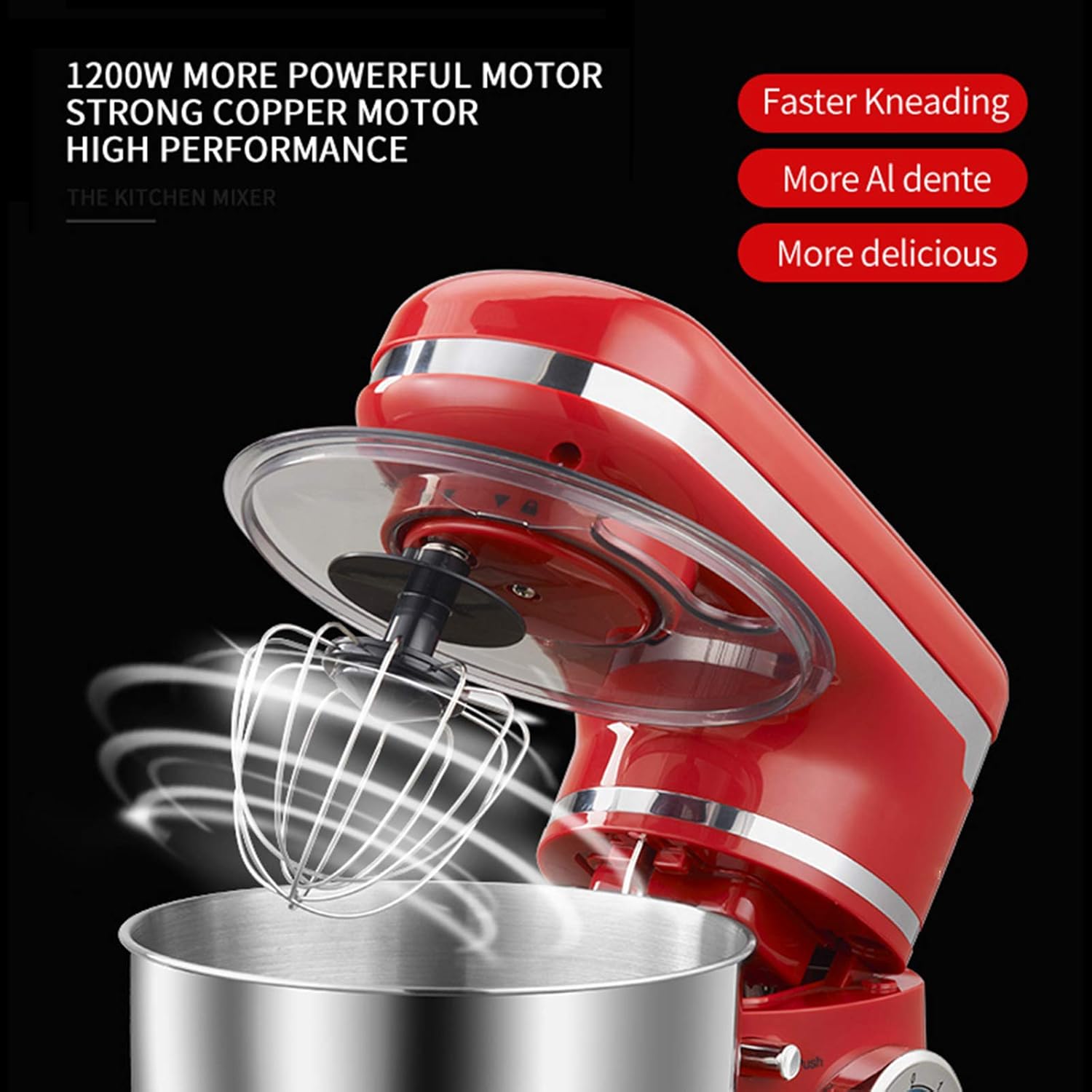 AIZYR Multi-Functional Kitchen Stand Mixer, 6-Speed 4L Tilt-Head Food Mixer with Stainless Steel Bowl, Beater, Dough Hook & Whisk,Us Plug