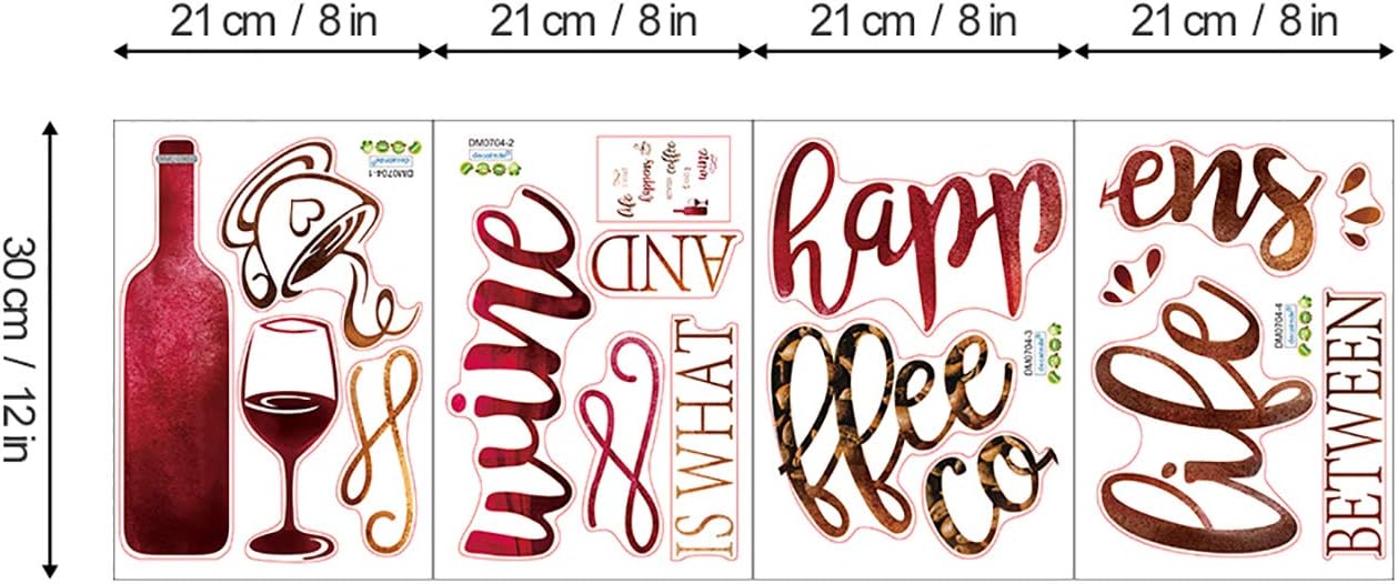 decalmile Wine Bottle Kitchen Wall Decals Quotes Life is What Happens Between Coffee and Wine Wall Stickers Dining Room Living Room Cupboard Wall Decor
