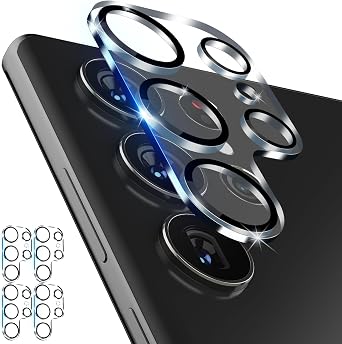imluckies [4 Pack Camera Lens Protector for Samsung Galaxy S24 Ultra 2024, HD Tempered Glass Scratch-Resistant Case Friendly Back Camera Screen Protective Film for S24u 5G, Black Circle+Clear