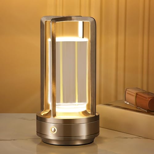 Anxingtools Portable Metal Table Lamp,Cordless Table Lamp, Rechargeable Battery Powered