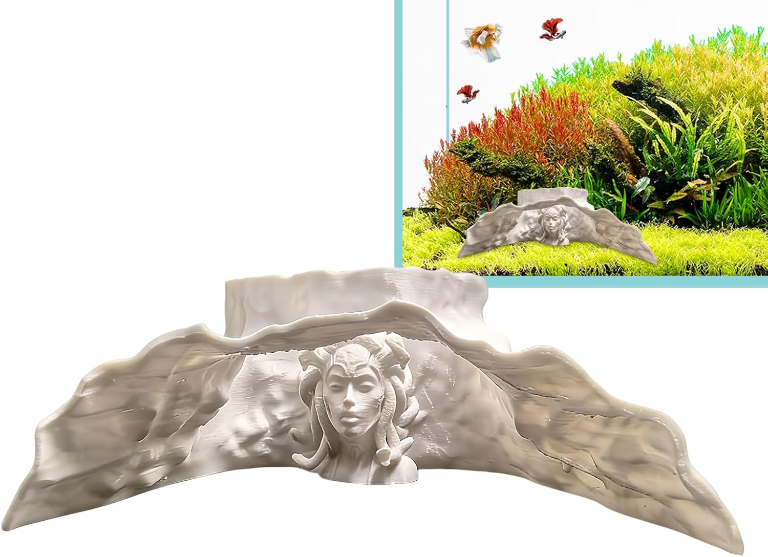 Generisch Aquarium-Höhle,Aquarium Deko | Natürlich geschwungene Aquarium Höhlen Dekoration,für kleine Buntbarsche Cory Guppy Clownschmerle Corydora Wels Terrarium Reptilien Schildkröte