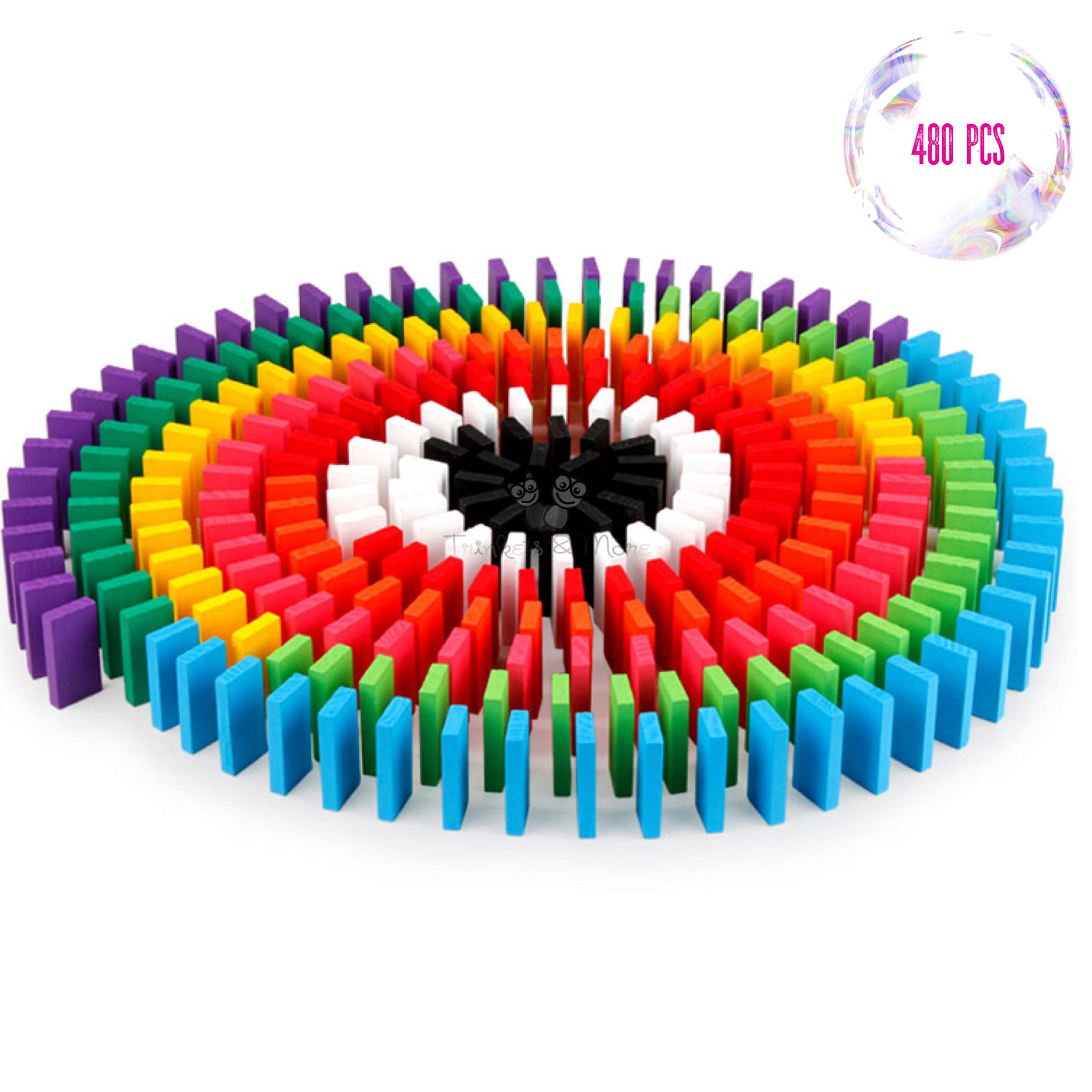 Trinkets & More Dominoes Blocks Set 12 Colours Wooden Toy Building and Stacking Counting Adding Subtracting Multiplication Indoor Game Toy Educational Toy for Kids (480 Pcs) (B09BFPLSC8) Amazon Price History, Amazon Price Tracker