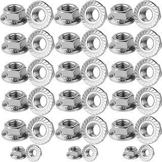 Flange Nut Thread Hardware Nuts,304 Stainless Steel Serrated Flange Metric Hex Flange Nuts Bright Finish (M 10 x 1.25 mm) 30 Pack