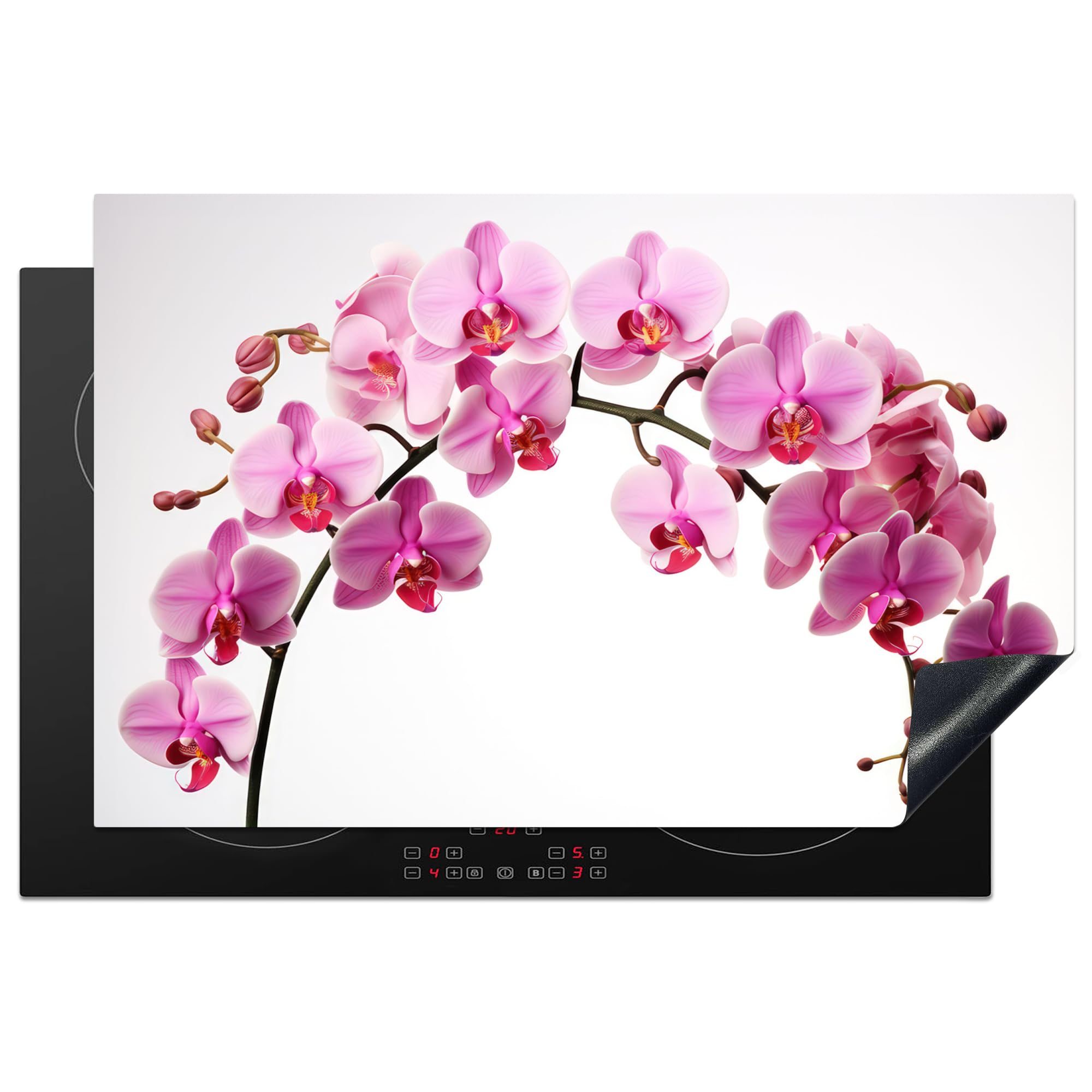 KitchenYeah© Induction Hob Cover Protector Mat 20.5"x31.5" / 80.2x52.2 cm Kitchen Universal Ceramic Covers for Electric Cookers Vinyl Flowers - Pink - Branch - White