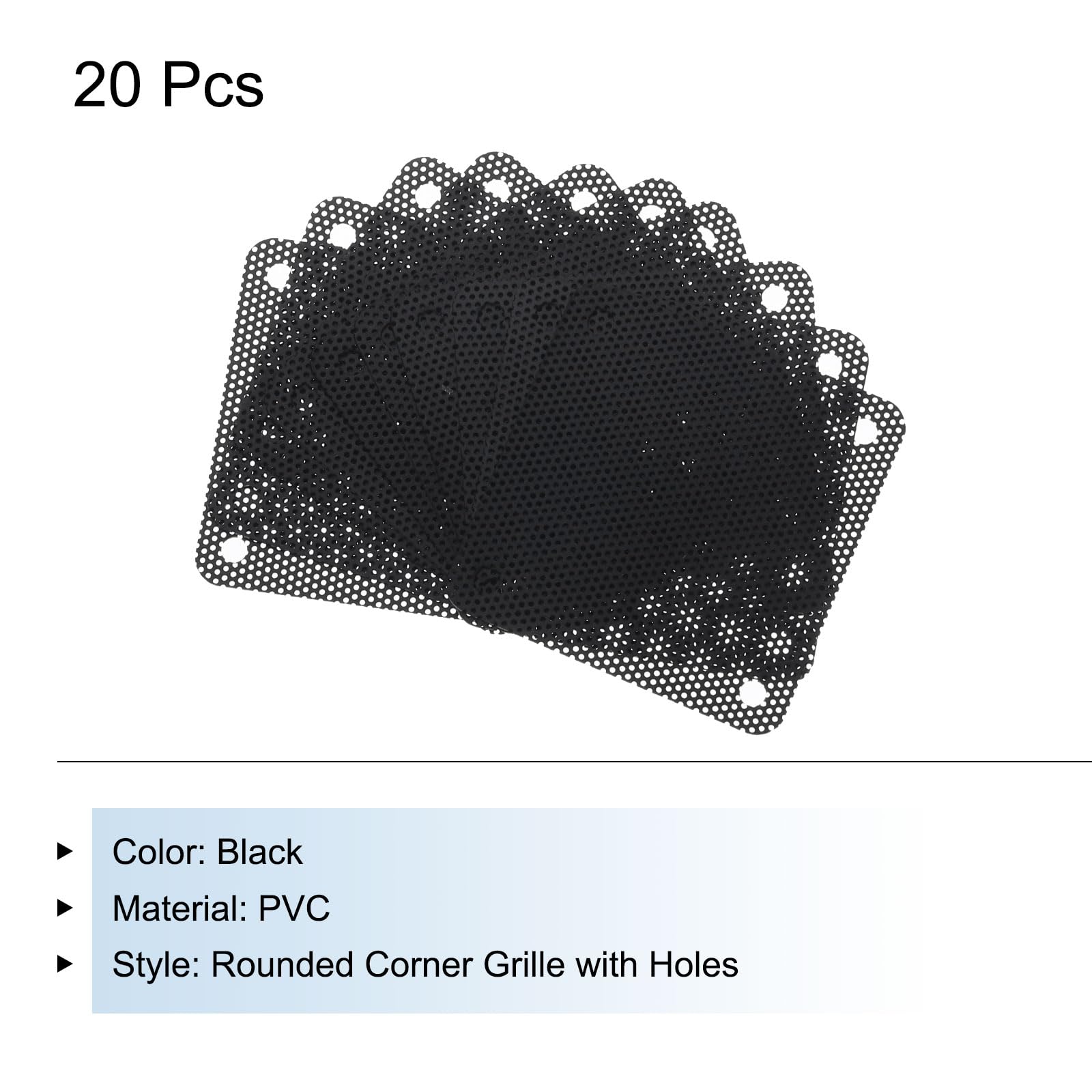 QUARKZMAN 20 sztuk filtrów przeciwpyłowych PC, 50 mm x 50 mm, PCW, obudowa komputera, ochrona przed kurzem, kratka wentylatora do głośników podwozia, kolor czarny