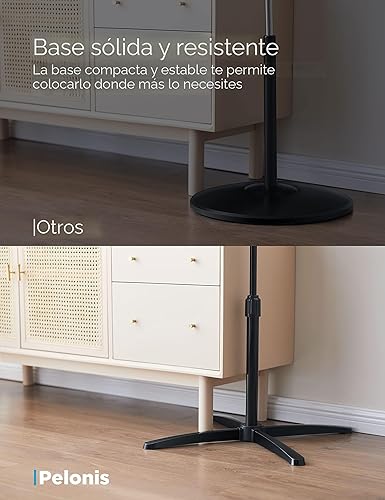 Miniatura 8 de PELONIS Ventilador de pedestal de 16 pulgadas para dormitorio, ventilador oscilante, 3 velocidades, oscilación de 90°, altura ajustable, ventilador