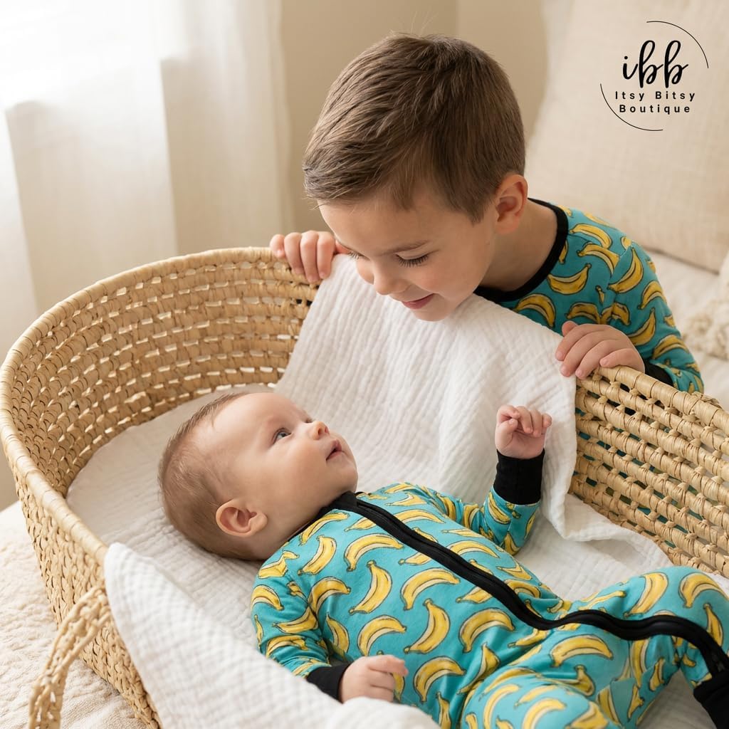 ITSY BITSY BOUTIQUE Viscose Bamboo Baby Pajamas - Boys and Girls Footie Sleeper Convertible 2-Way Zipper Sleeper