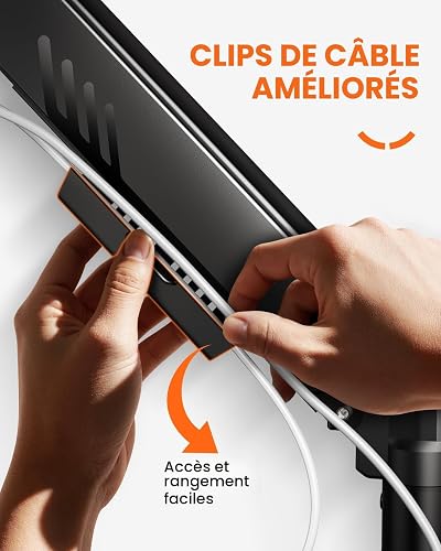 ErGear Support Ecran PC pour Écrans 13-34 Pouces [Version Améliorée - Fini l'Affaissement] Bras Ecran PCà Montage Rapide jusqu'à 9kg, avec Gestion de Câbles pour Bureau et Gaming, VESA 75 & 100 mm - 6
