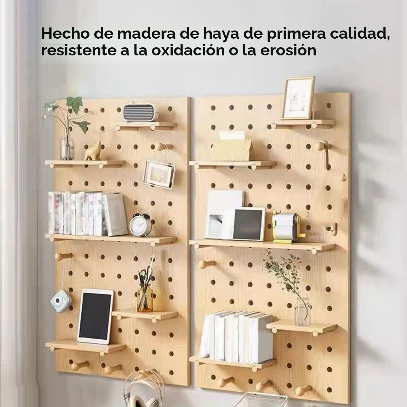 Asixxsix Pegboard De Madera, Kit De Organizador De Pared De Combinación De Tablero De Madera De 40x60cm Soluciones Colgantes Personalizables Madera Del Panel De La Exhibición Pegboard
