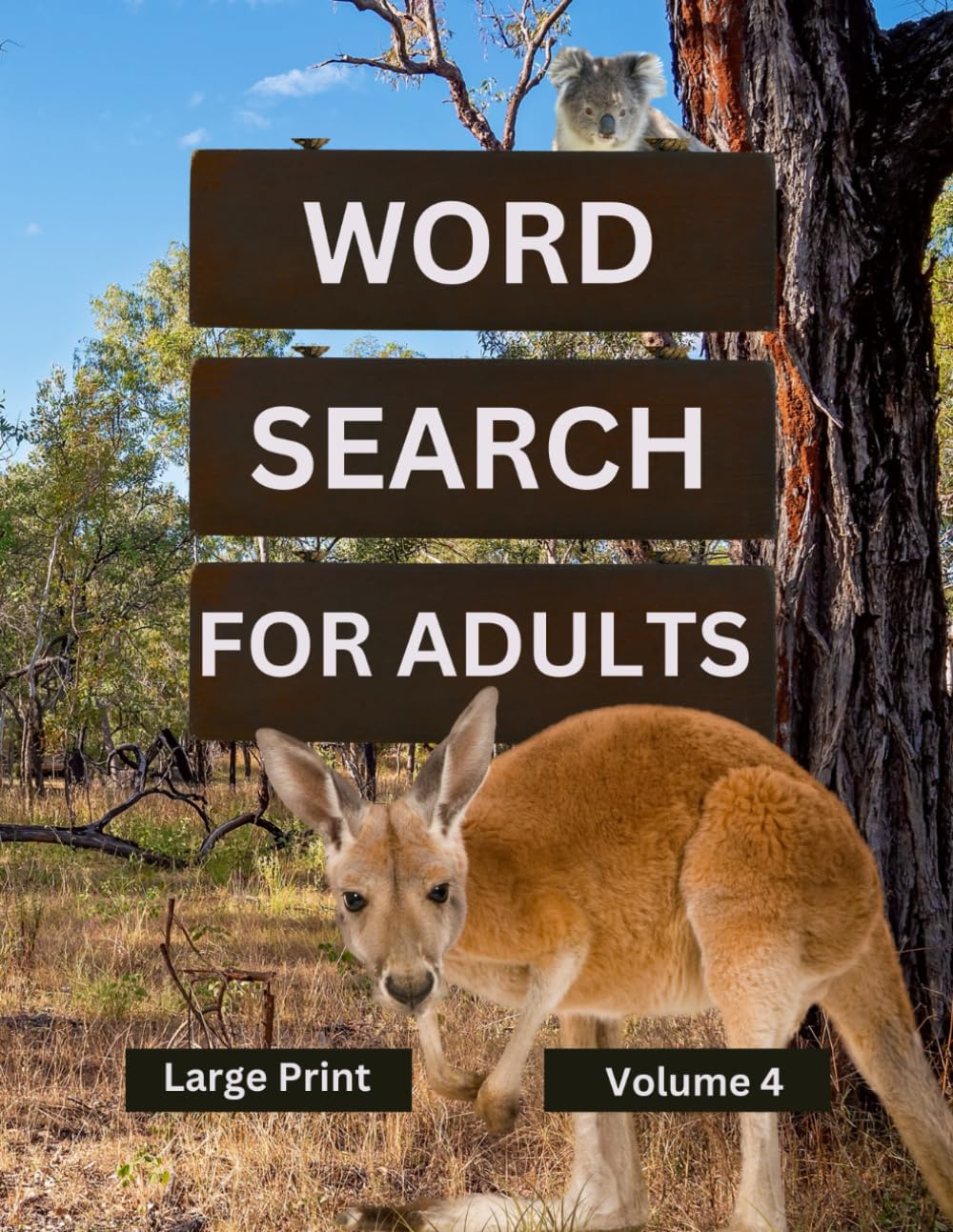 Word Search For Adults Large Print Volume 4: Puzzles For Seniors With Fun Wildlife On Every Page (Black And White Version)