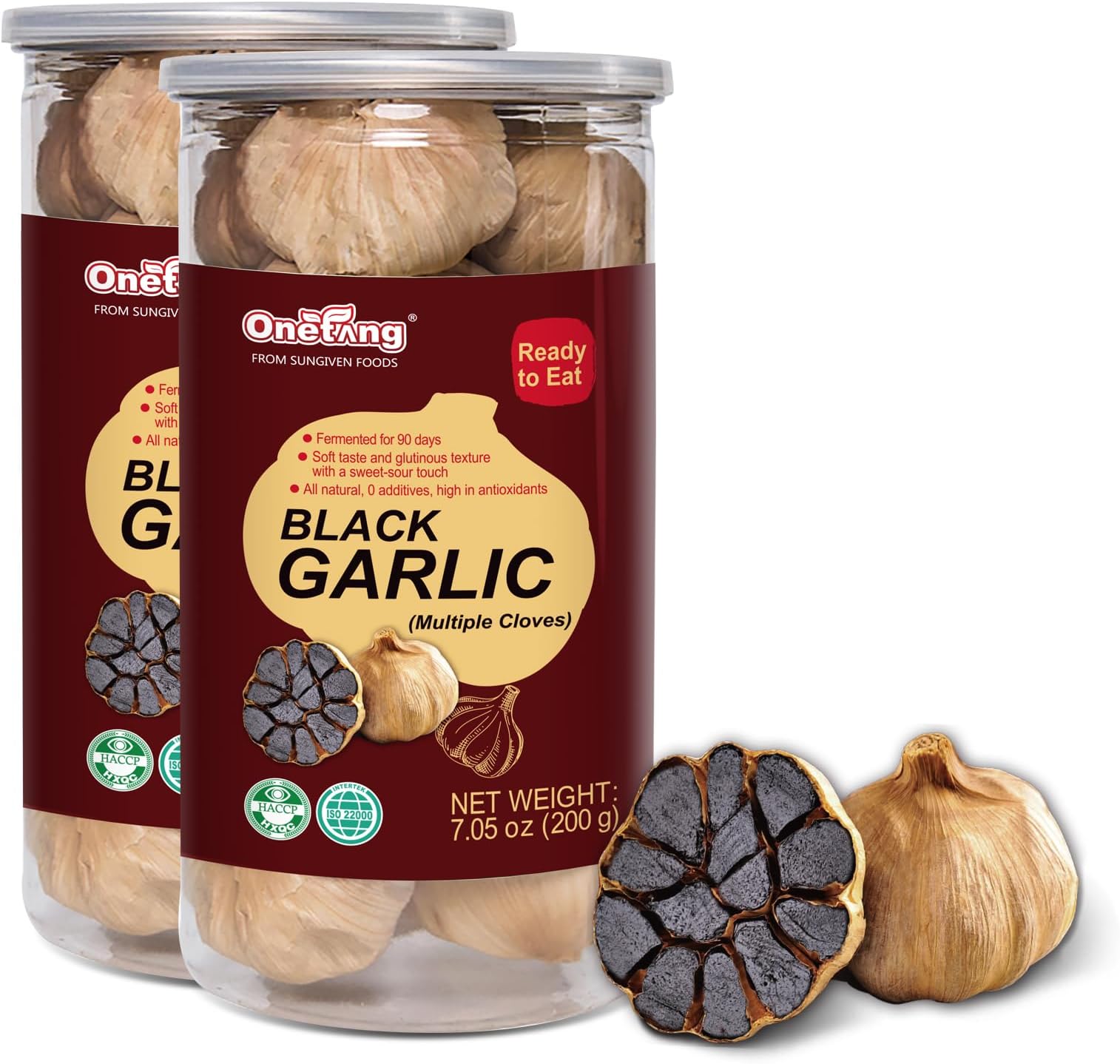 Black Garlic 7.05 Oz (200g.), Multiple Black Garlic Fermented for 90 Days, Super Foods, Non-GMO, Non-Additives, High in Antioxidants, Ready to Eat for Snack Healthy, Healthy Recipes(Pack of 2)