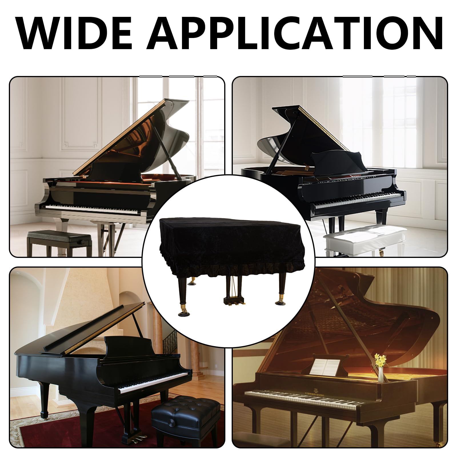 Copertura Per Pianoforte, Copertura Per Pianoforte A Coda Da 180 Cm Copertura Per Pianoforte In Velluto Protezione Decorativa Contro Polvere Graffi E Carica Statica