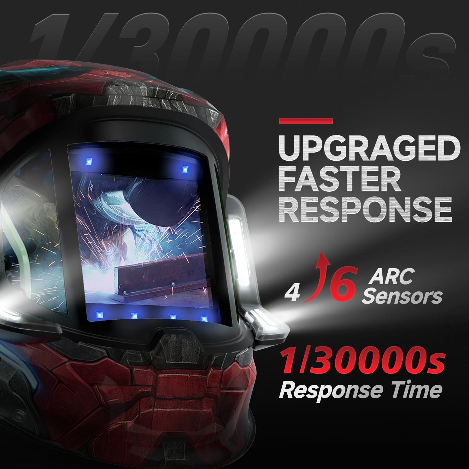 ANDELI Welding Helmet - Panoramic 180° View 3.94"X3.74",True Color Auto Darkening Welding Helmet with Light, 6 Arc Sensor, 4/5-8/9-13 Type-C Charging MONERRR-LED