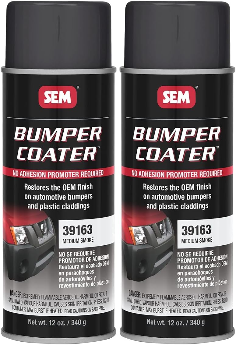 SEM Bumper Coater Aerosol | Plastic Refreshing Car Paint for Automotive Bumpers and Plastic Cladding, No Adhesion Promoter or Primer Required | 2-Pack |