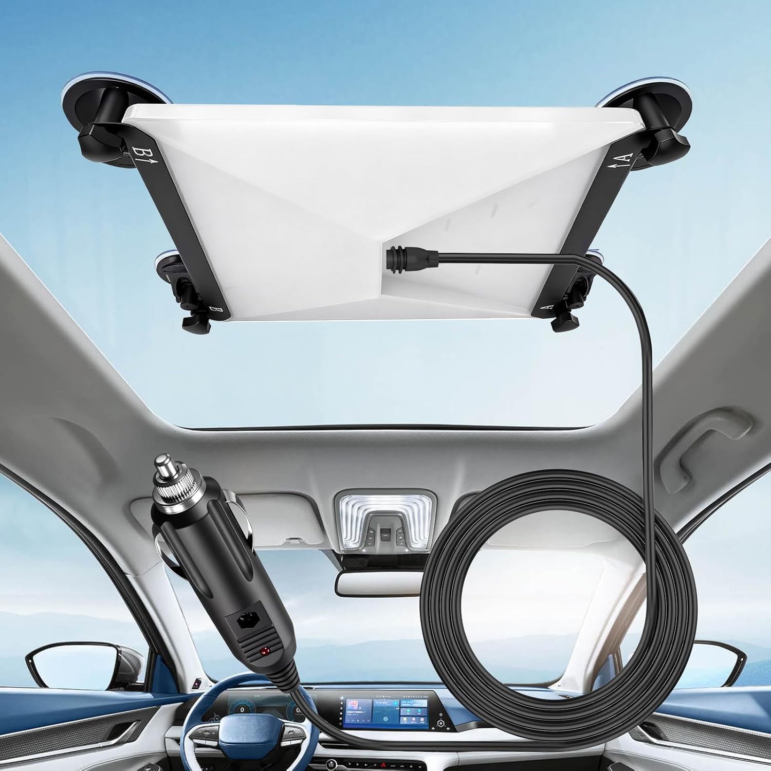 Starlink Mini with Car Charger Cable Mount, Adjustable Starlink Mini Suction Cup Mount, Car Windows Mounting Kit, for RVs, Boats and Road Trips - Black