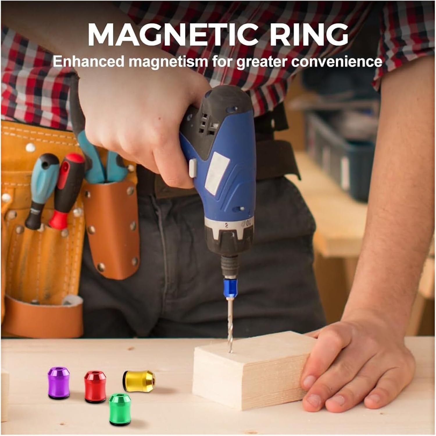 Strong Magnetic Screw Holder Ring, Universal Magnetic Screwdriver Head Ring Bit For Drill And Hand Tools, Anti-Slip Screwdriver Holder For Mechanics Carpenters DIY(D)