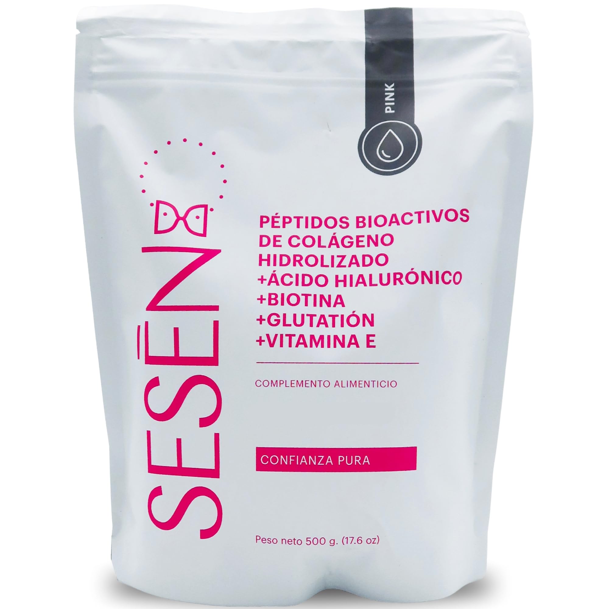 Sesen Peptidi di collagene idrolizzato in polvere, 500 g, collagene tipo 1, 2 e 3 con acido ialuronico e biotina per articolazioni, capelli e pelle, polvere di peptidi di collagene, bioattivo