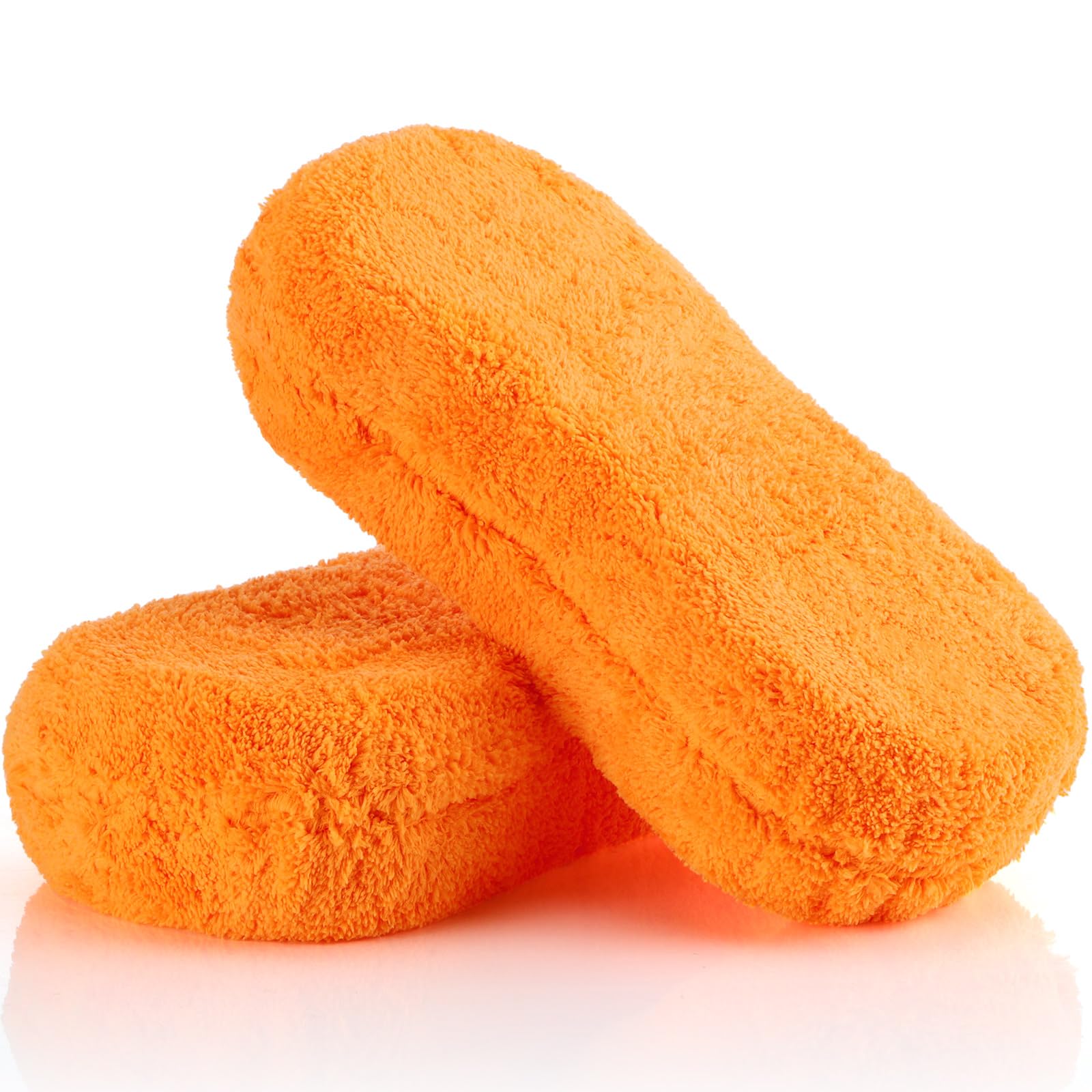 2 Pcs Large Microfiber Car Wash Sponges, 8.9 x 4.7 Inch, Orange