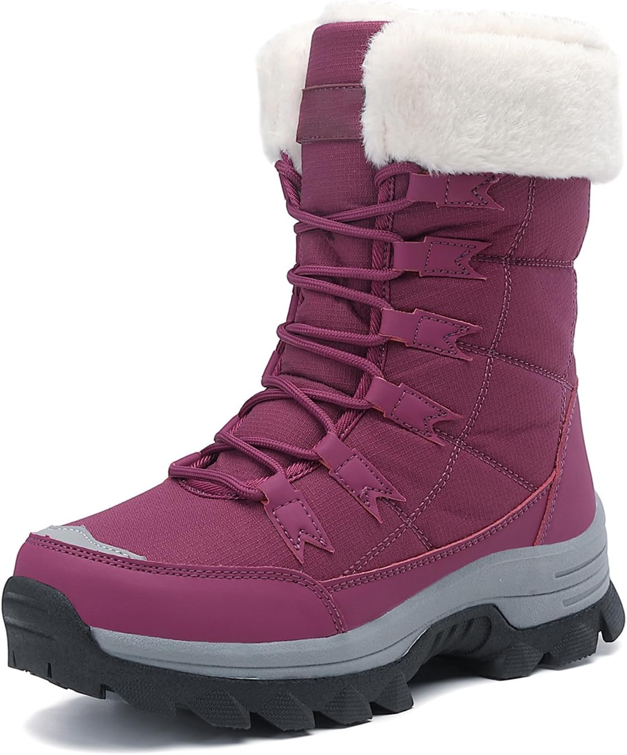 Women's Winter Snow Boots, Waterproof Warm Faux Fur Lined Insulated Lightweight Comfortable Casual Non-Slip Mid-Calf Booties for Outdoor Walking