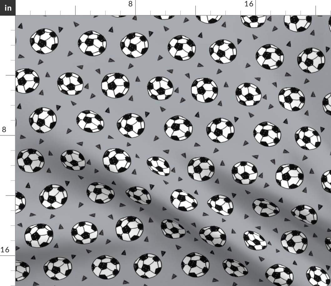Spoonflower Fabric - Soccer Gray Football Boys Sports Sport Triangles Printed on Petal Signature Cotton Fabric Fat Quarter - Sewing Quilting Apparel Crafts Decor