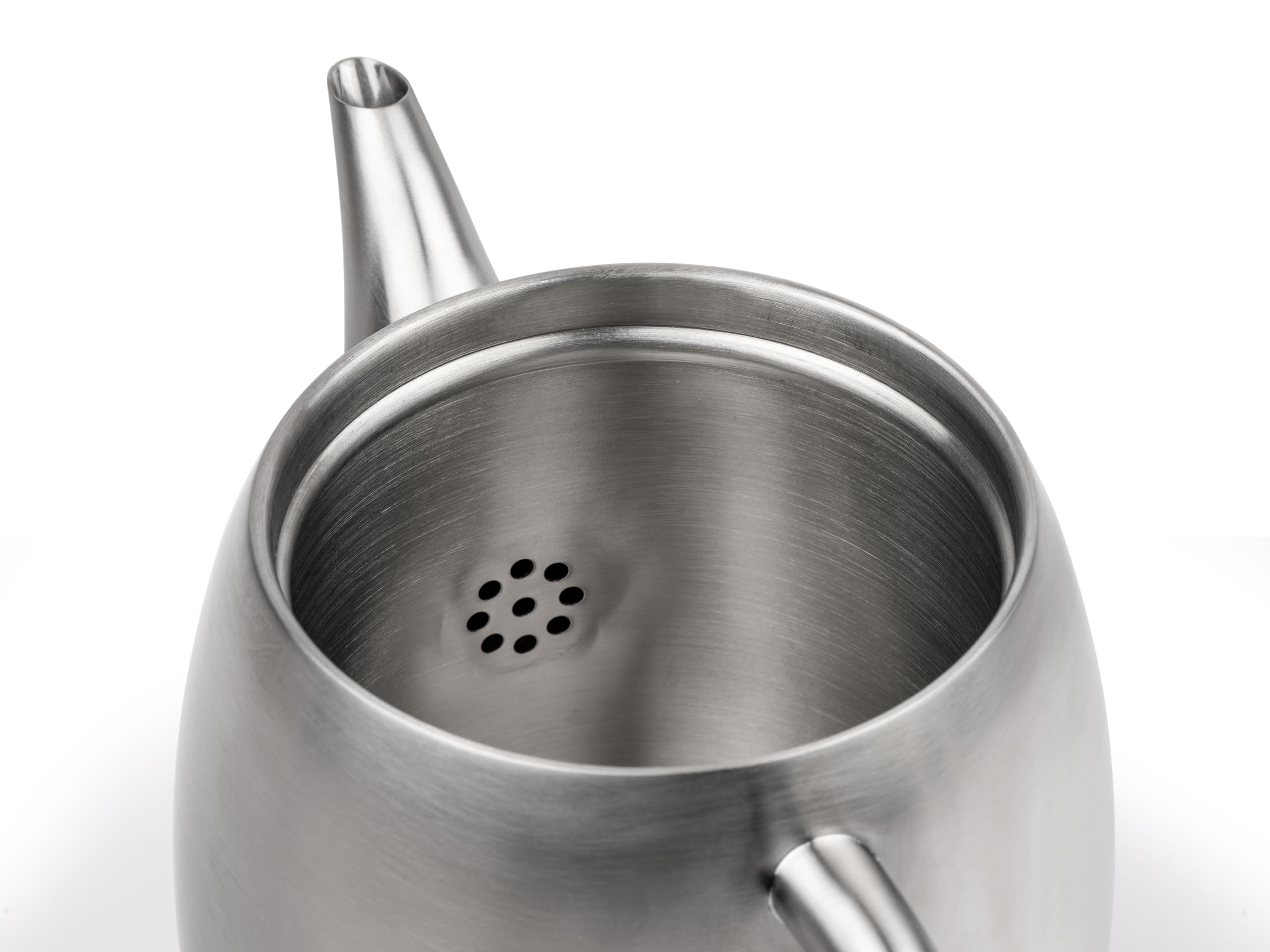 Bredemeijer kleine Edelstahl Teekanne 0,9 Liter - silber-matte doppelwandige Kanne inklusive wiederverwendbaren Teefilter - für länger, warmen Teegenuss