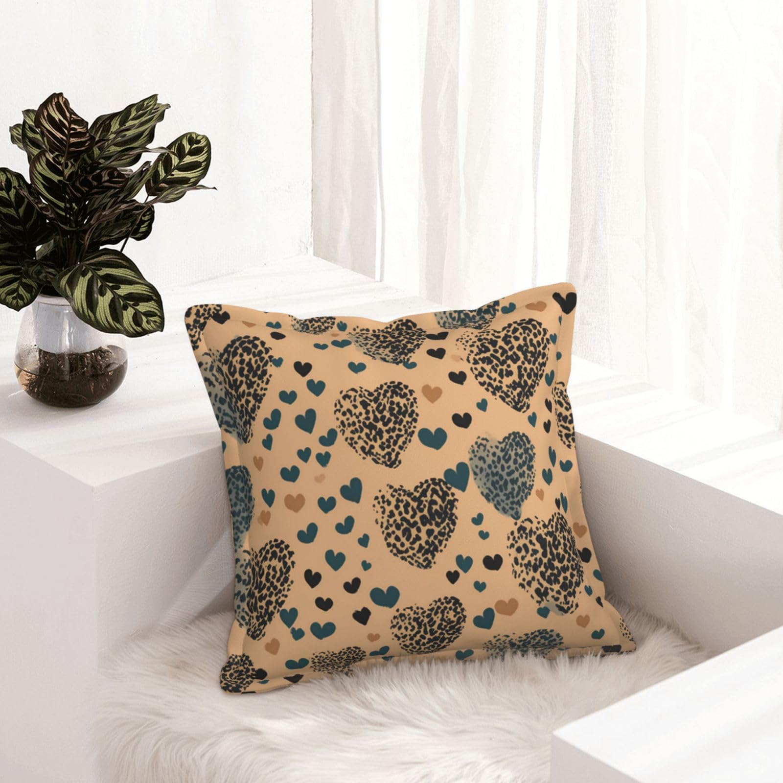 Housses de coussin 40x40 modernes similicuir léopard pour décoration de salon et canapé
