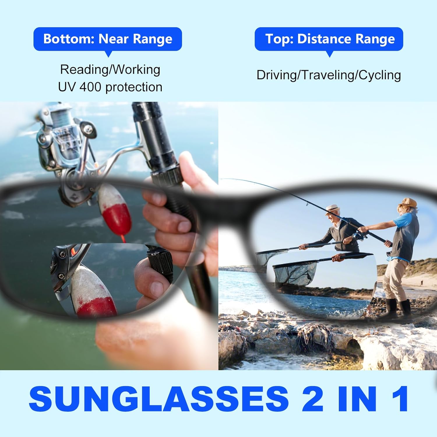 Missfive 2 Pack Classic Bifocal Reading Sunglasses Sun Readers Built-In, Metal Spring Hinge & Lightweight Frame UV400 Protection Dark Glasses for Outdoor/Driving, +2.5 - Image 3