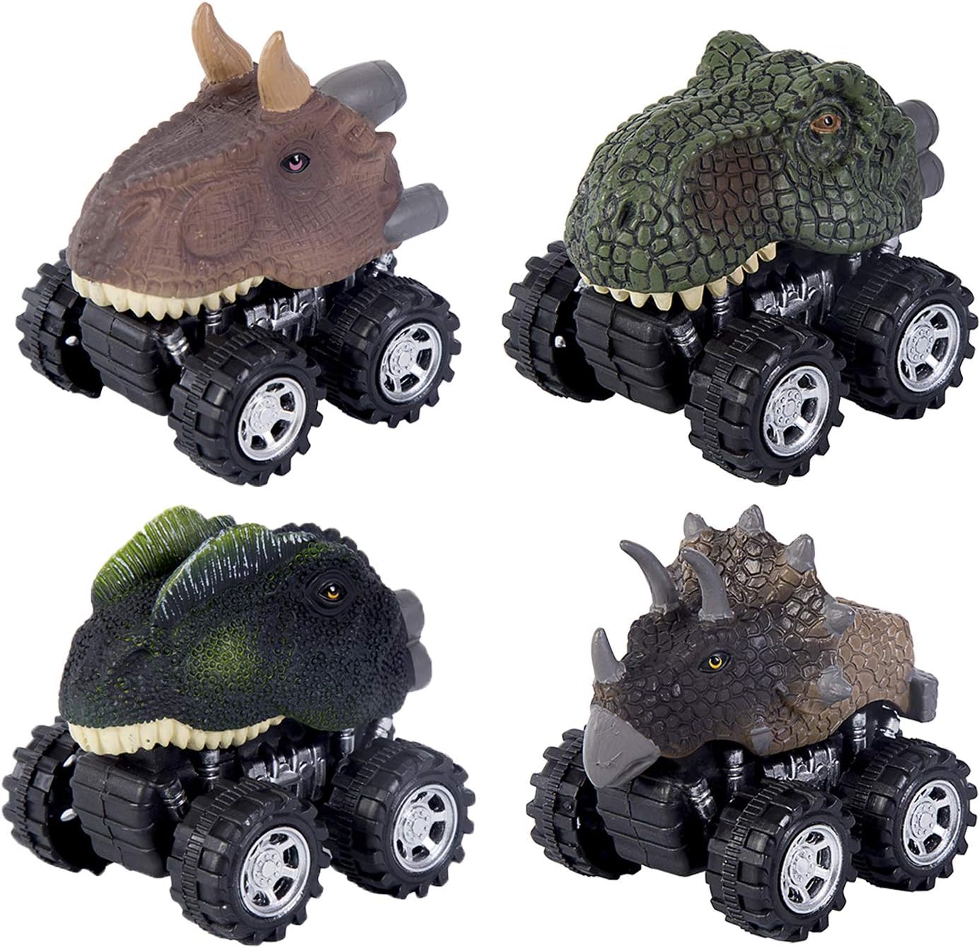 Pull Back Vehicles,4 Pack Dinosaur Vehicles Toys with Big Tire Wheel for 3-14 Year Old Toys Vehicles Dinosaur Car, Pull Back and Go Car Toy Play Set