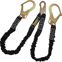 Vista 1 de TRSMIMA Safety Harness Lanyard Retractable - Fall Protection Climbing Tree Strap 6 FT Double Leg Internal Shock Absorbing with Rebar & Snap Hook