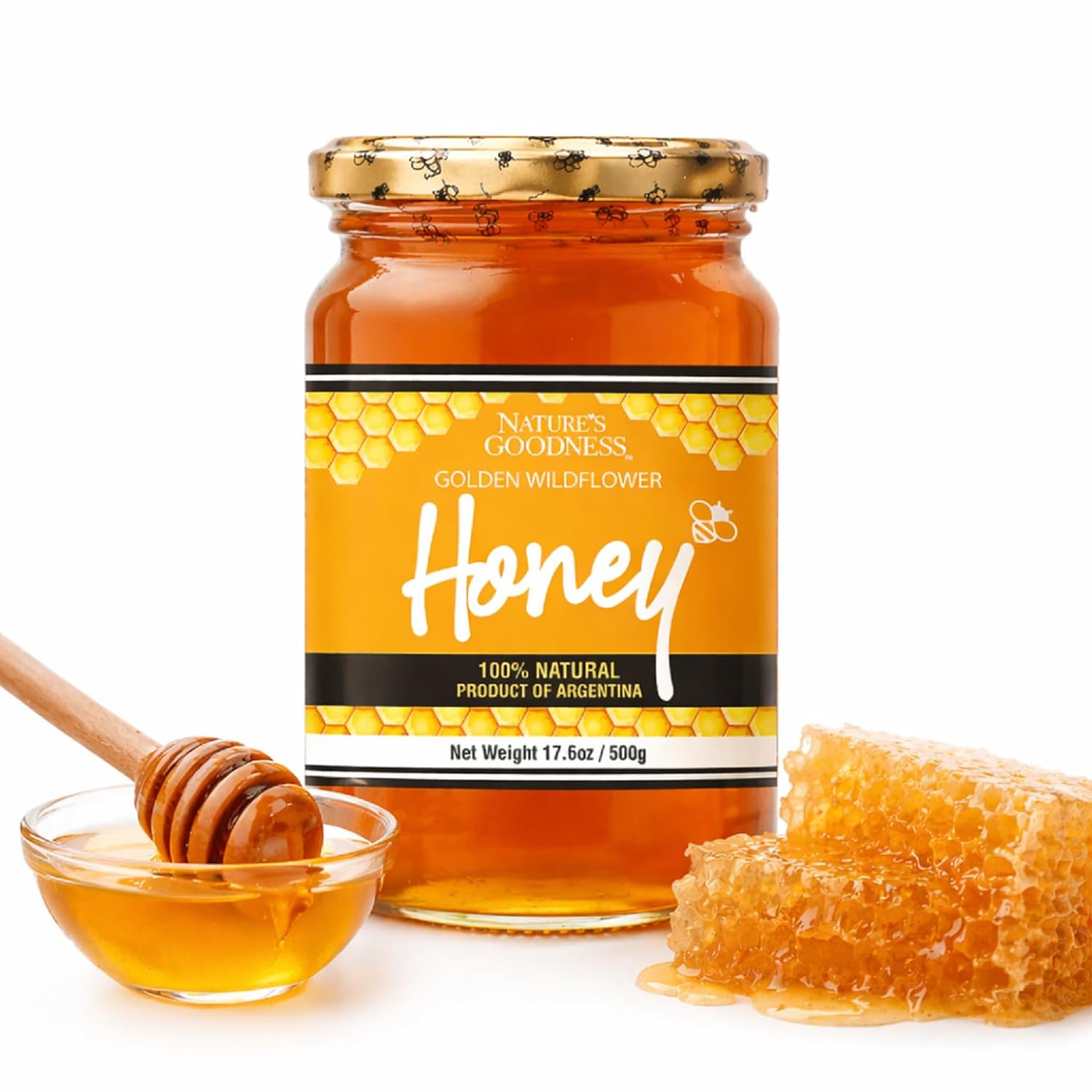 Nature's Goodness Teddy Bear Golden Wildflower Honey, Teddy Bear, 12 Ounce (Pack of 6)