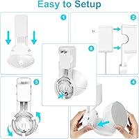 Vista 5 de Wall Mount Holder for Echo Pop, Outlet Hanger Stand for Echo Pop, Built-in Cable Management, White