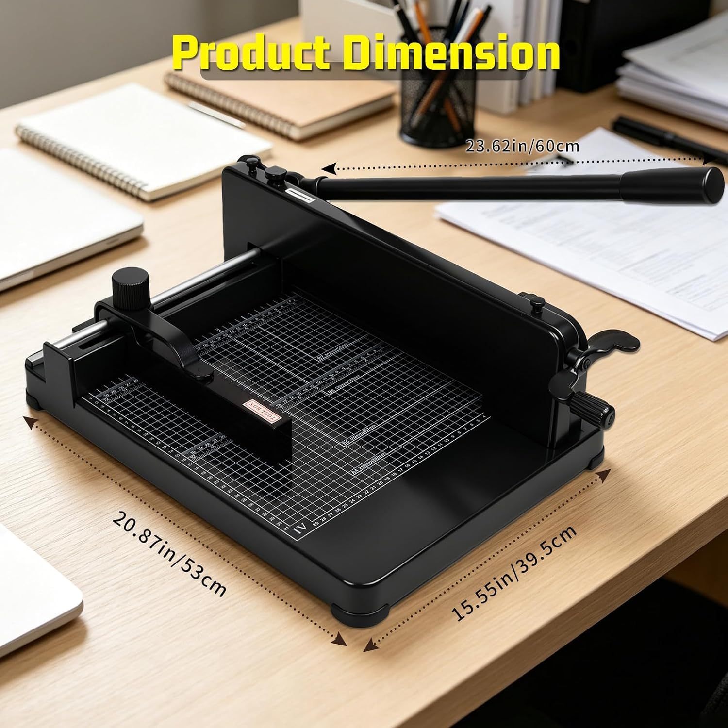 Taglierina per Carta Resistente per Formato A4, Taglierina A Ghigliottina, capacità 400 Fogli, Rifilatrice A4 con Scala Millimetrica E Base in Metallo, Larghezza di Taglio 315 Mm