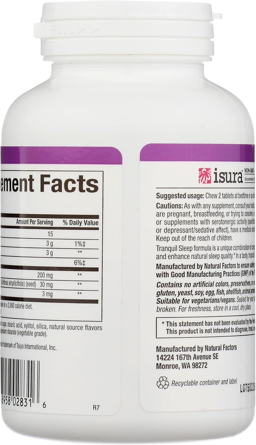 Natural Factors Stress-Relax Tranquil Sleep Chewable Tablets, 60-Count