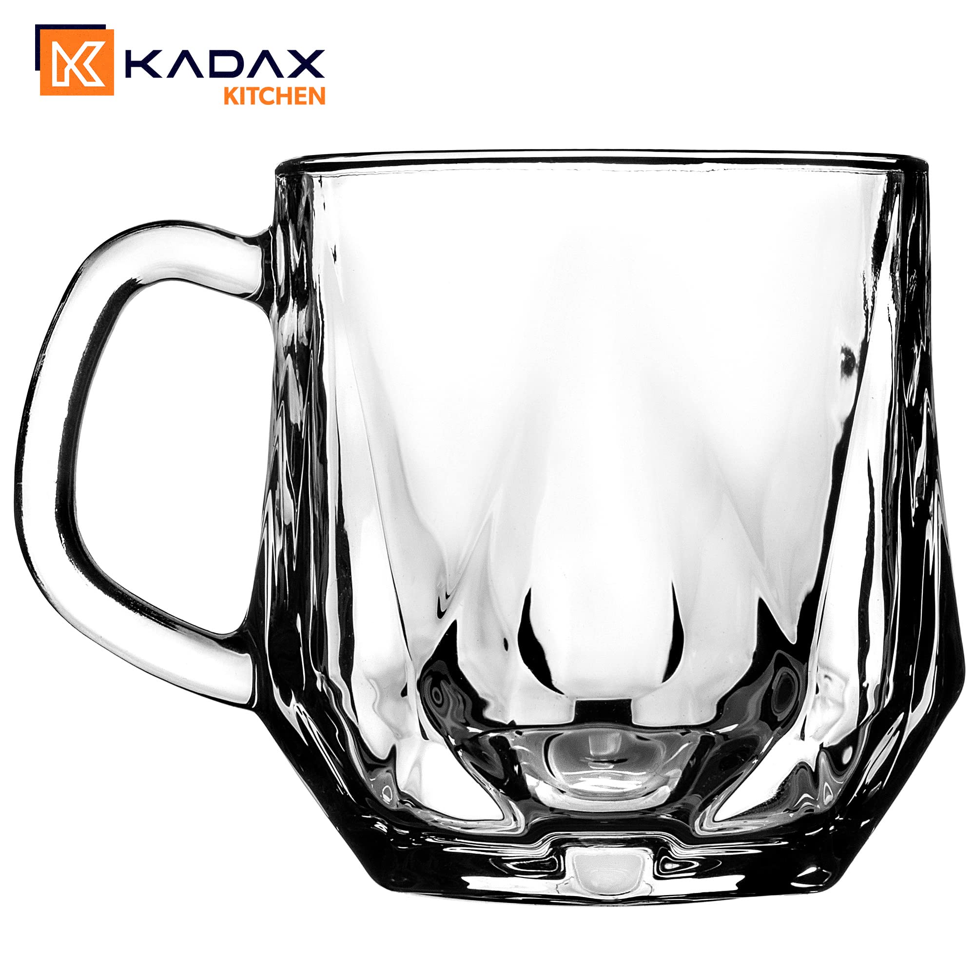 KADAX Gläser mit Griff für Tee und Kaffee, Teegläser aus dickem Glas, Glastassen für kalte und heiße Getränke, Gläserset für Tee, Kaffee, Wasser (Frida 300ml / 4er Set)