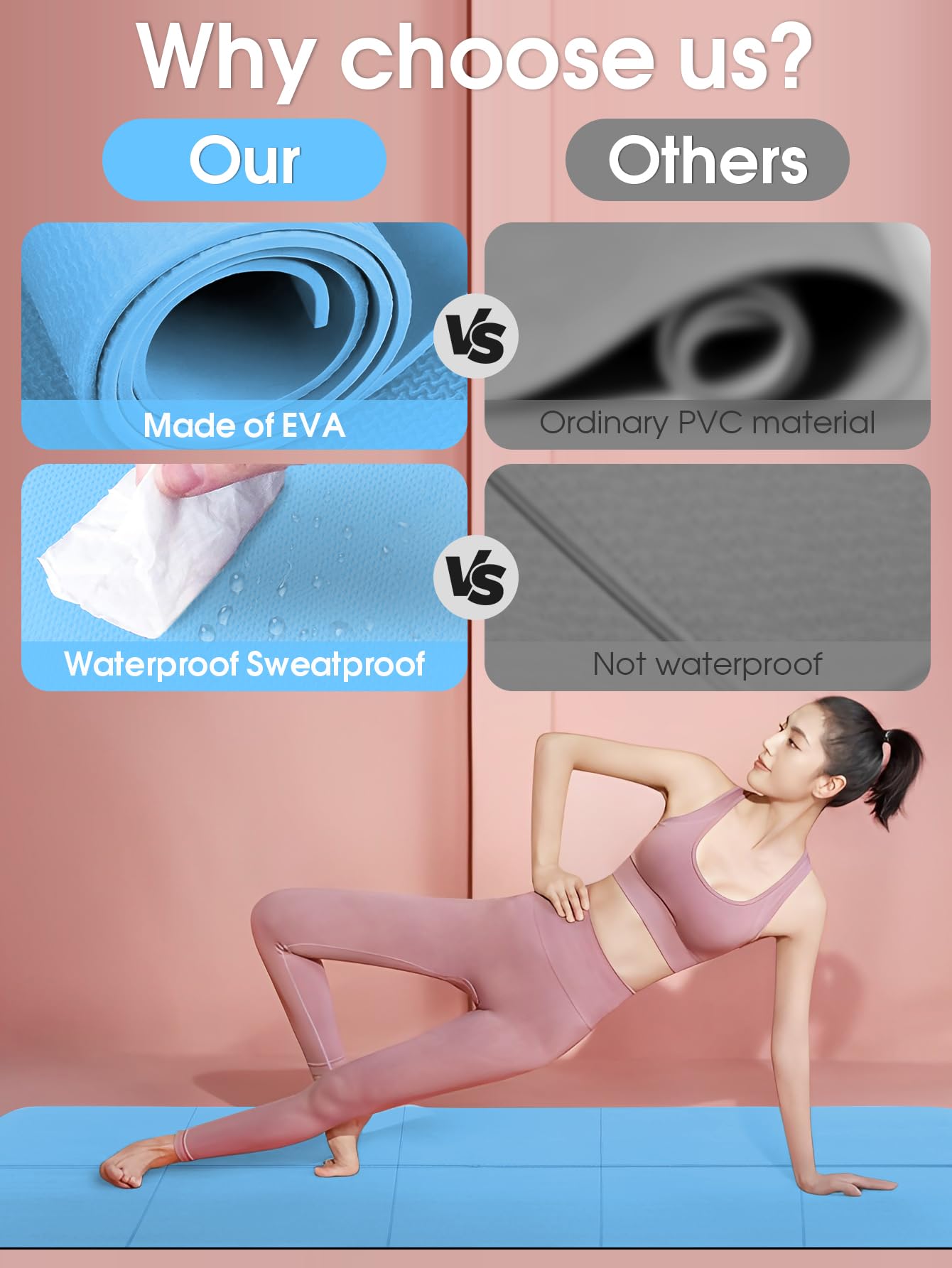 Tappetino Yoga Pieghevole E Antiscivolo, 4mm In EVA - Leggero E Portatile Per Fitness, Pilates E Viaggi - Foto 8