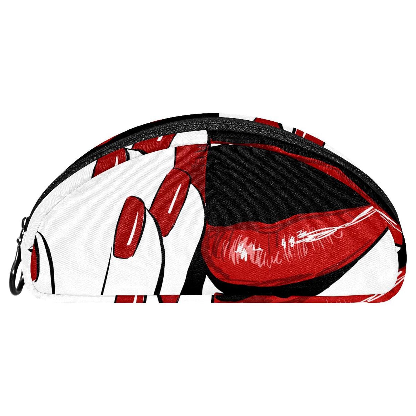 Pencil Bag Red Lips Nails Soft Zipper Pouch Pencil Organizer Makeup Bags