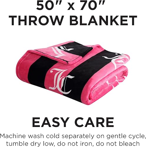 Miniatura 2 de Juicy Couture Cabana - Manta mullida de felpa de 50 x 70 pulgadas, color rosa intenso, lujosa manta de felpa de microfibra para máxima comodidad y