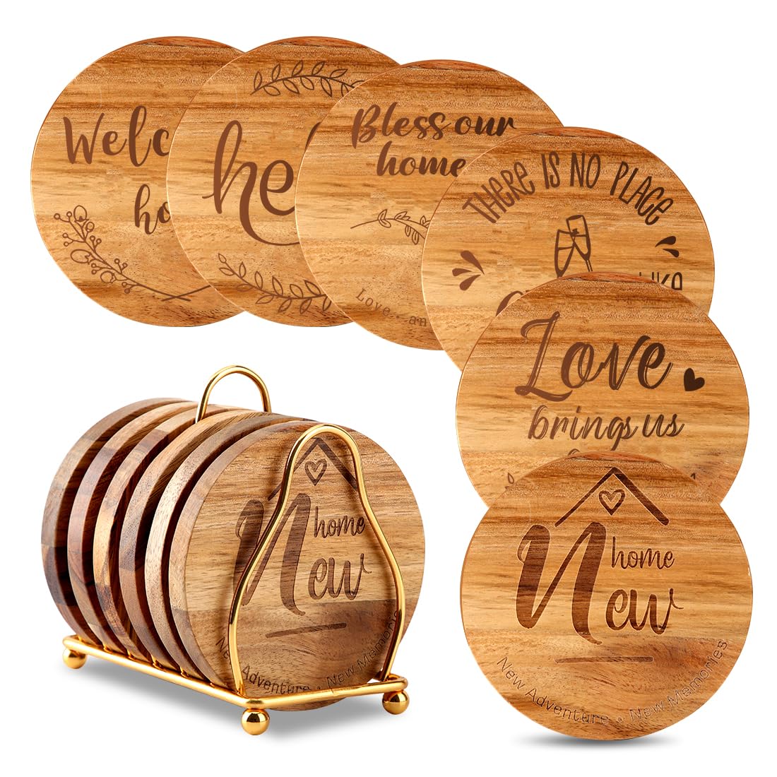 LAVAUX DESIGNS 36 Acacia Wood Coasters - 4x4 Inch Square Drink Protectors