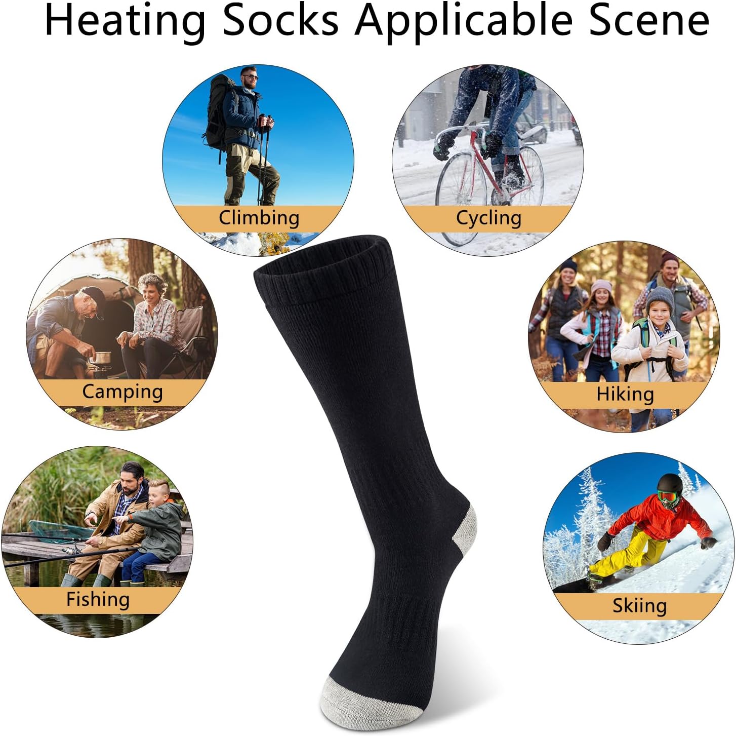 Heated Socks for Women and Men,7.4V 4000mAh Rechargeable Electric Socks,Washable Foot Warmers for Women with 3 Heat Settings for Winter Sports Hunting,Camping,Skiing - Image 4
