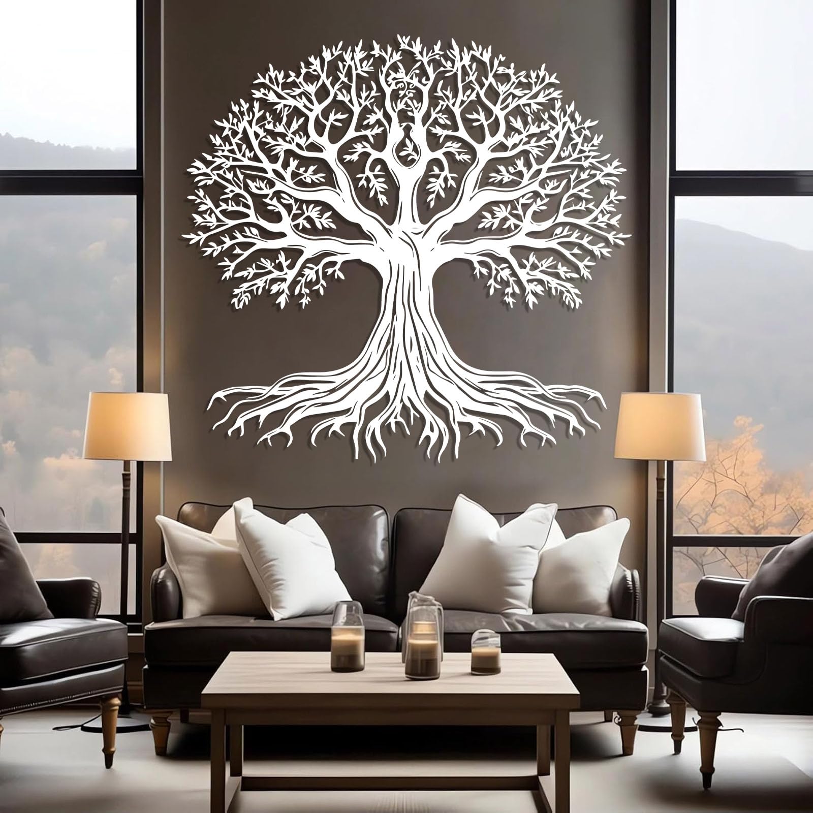 Albero della Vita in Metallo Argento Decorazione da Parete Ramo in Metallo Grande Decorazione da Parete Arte Natura per Esterni Albero della Vita Opera d'Arte Decorazione Scultura Moderna per Soggior