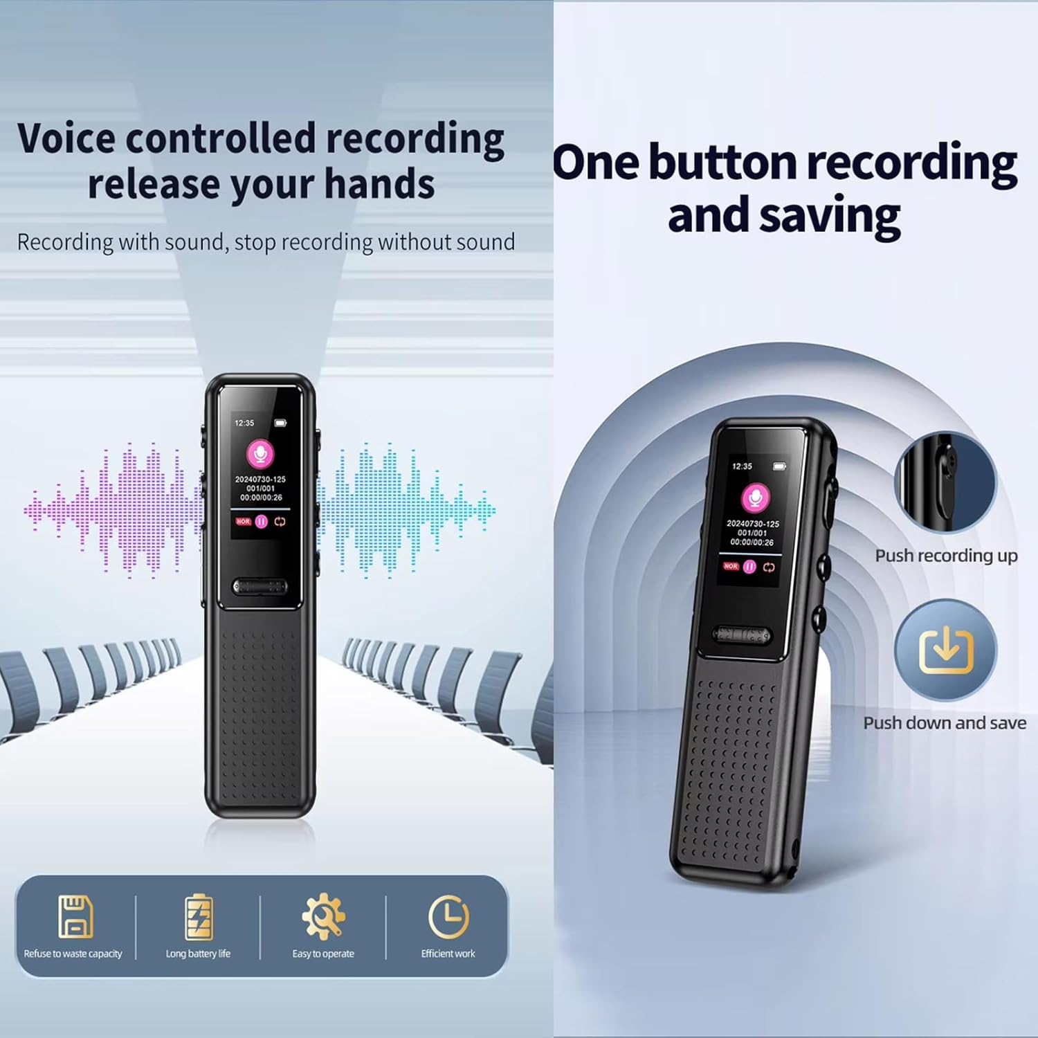 RUMDS ZD39 showing voice-controlled and one-button recording features