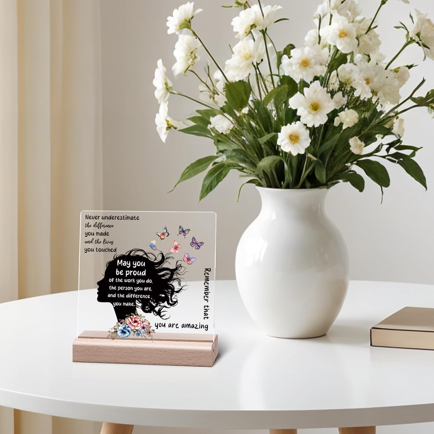 Inspirational Clear Desk Sign for Women Teachers Coworkers Desk Sign for Office Thank You Gifts for Coworkers Employee Friend Motivational Office Home Signs Decor Farewell Retirement Decor Gift - Image 6