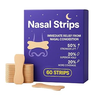 Extra Strength Nasal Strips for Snoring and Nasal Congestion Relief,Drug-Free Breath Better Nose Strips with Strong Adhesive,50% Stronger Lift,Clear Comfortable Design for Sensitive Skin,60 PCS - Amazon product rated Grade A