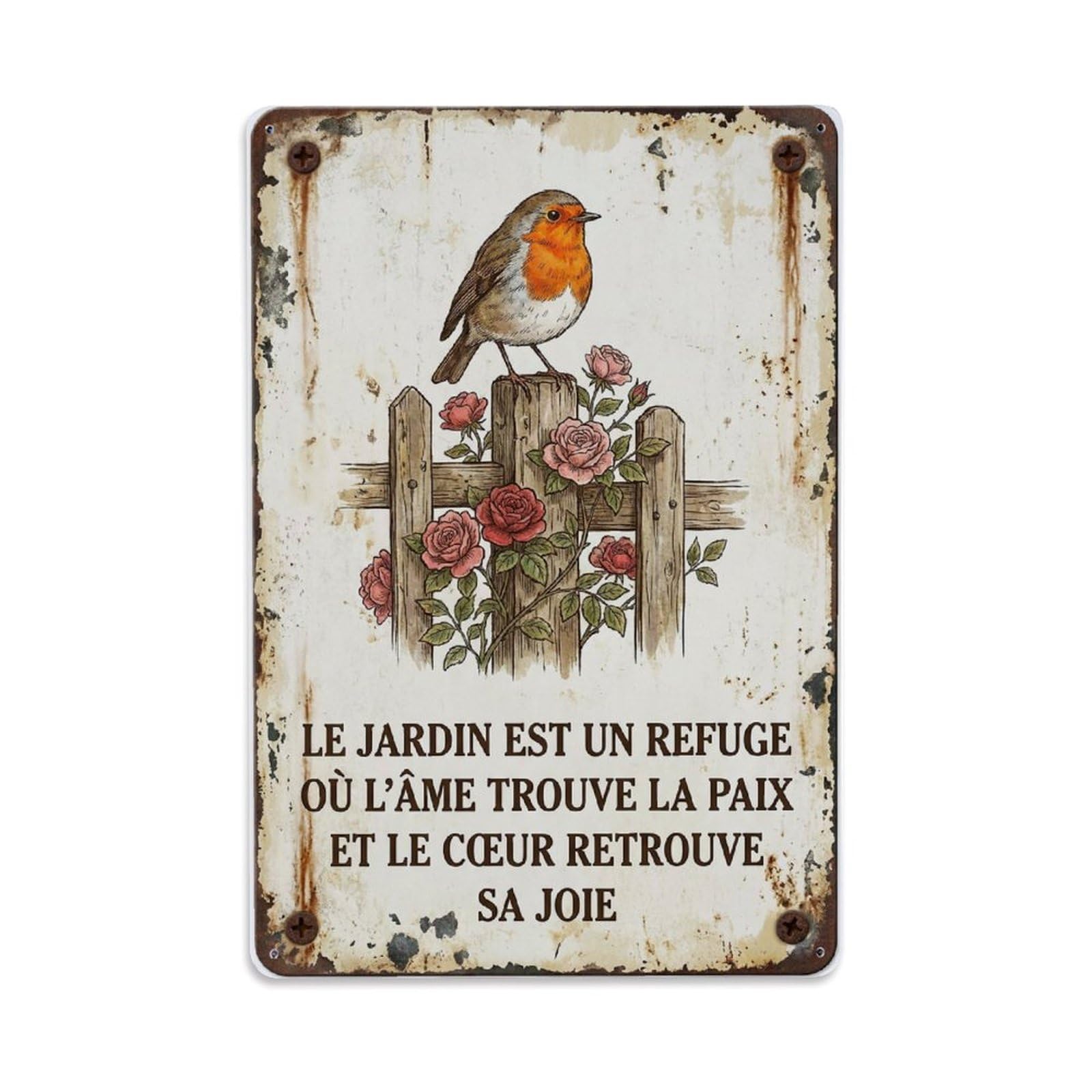 Robin Bird Soul Refuge Metal Tin Sign Plaque Wall Decor for Cafe, Club Bar, Office, Home Garden Metal Poster 8x12Inch