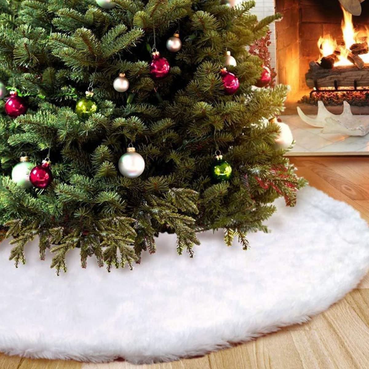 Christmas Tree Skirt, Traditional Christmas Tree Decorations White, Xmas Decoration for Xmas Party Home Decorations diameter 90 cm