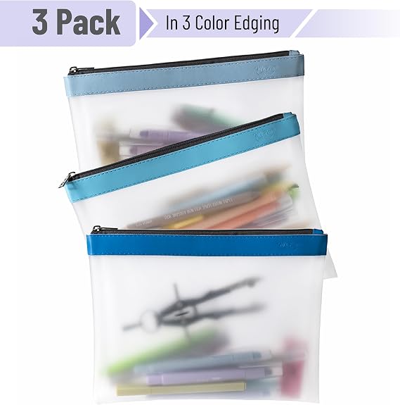 Mr. Pen- Clear Pencil Pouch, 9 x 6.88, 3 Pack, Durable TPU Material, Large Water-Resistant Pencil Bags with Smooth Zipper, Multipurpose Clear Pouch for Stationery, School, Office, Travel Supplies